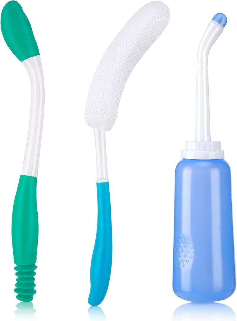Meanplan 3 Pcs Toilet Aids Tools for Wiping and Bidet Body Brush Set Extended Reach Comfort Wiper Tools Elderly Assistance Butt Cleaner Shower Brush Travel Bidet Bathroom Aid for Disabled Pregnant - Image 1